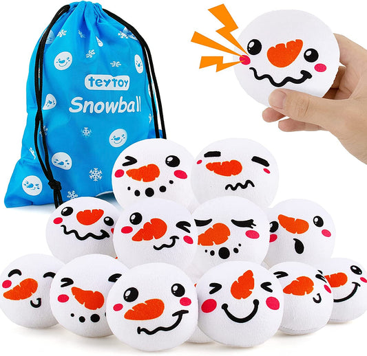 Teytoy - Bola de Neve de Pelúcia com Carinhas Divertidas - 12 Unidades