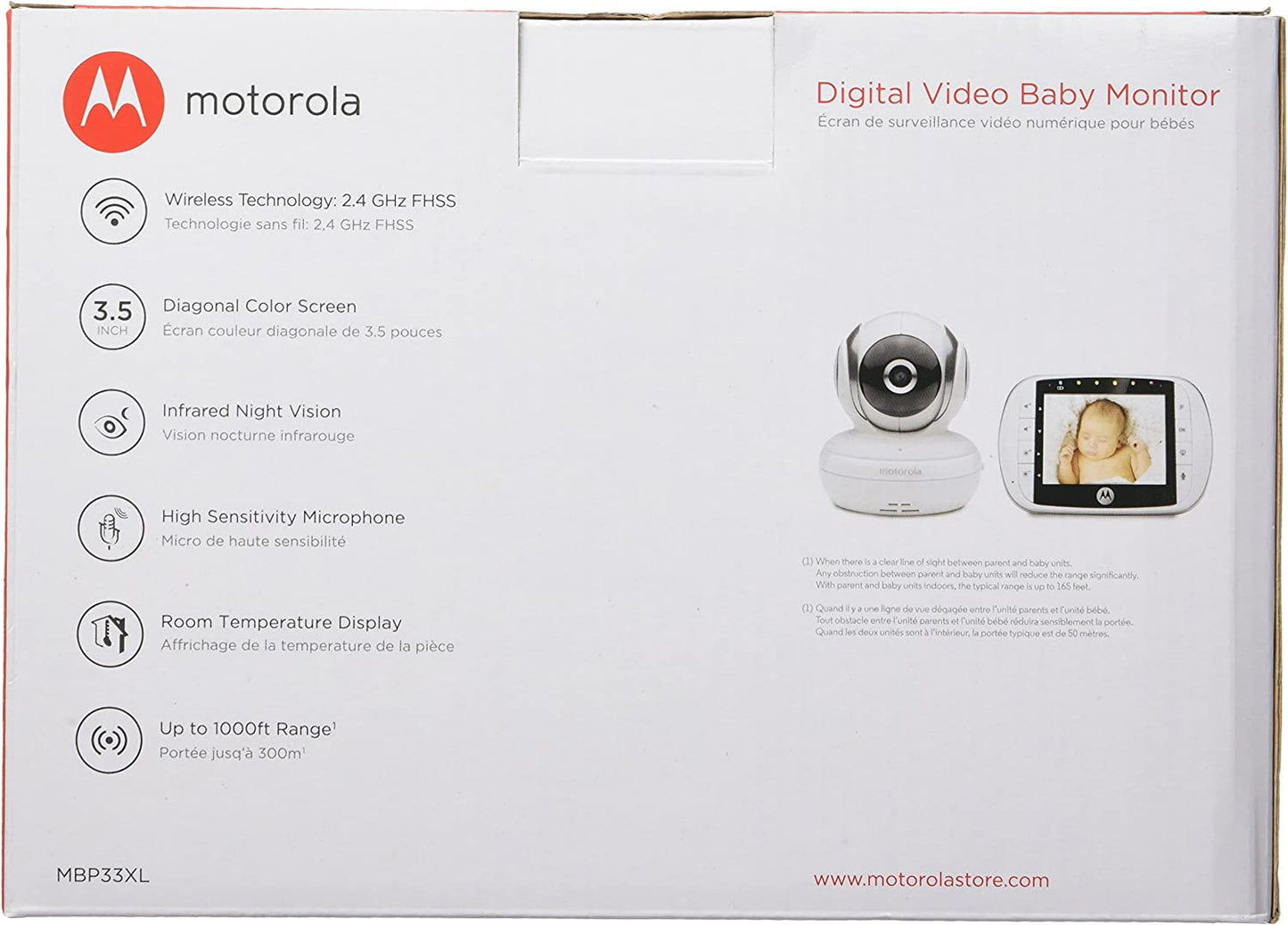Motorola - Babá Eletrônica Zoom Digital, Áudio e Exibição de Temperatura MBP33XL