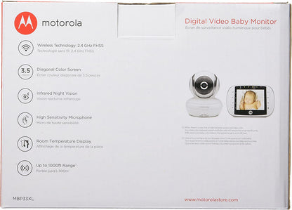 Motorola - Babá Eletrônica Zoom Digital, Áudio e Exibição de Temperatura MBP33XL