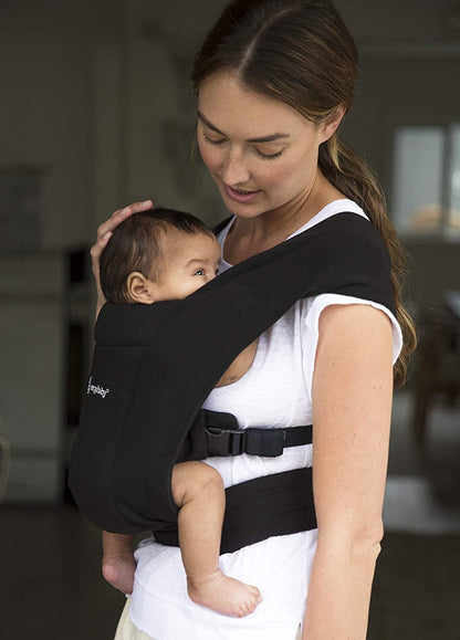 Ergobaby Abrace porta-bebês para recém-nascidos desde o nascimento com apoio de cabeça, extra macio e ergonômico, preto puro