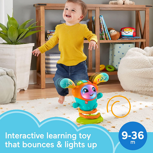 Fisher-Price DJ Bouncin Beats, brinquedo de aprendizagem musical interativo com luzes e ação saltitante para bebês e crianças