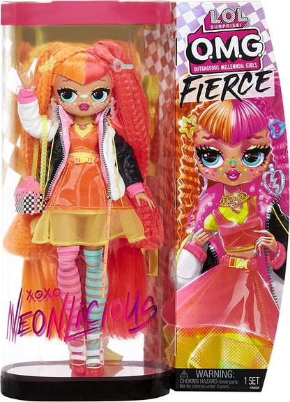 L.O.L. Surprise! Boneca Fierce NEONLICIOUS Fashion Roupas, Acessórios e Suporte - 15 Surpresas 3+