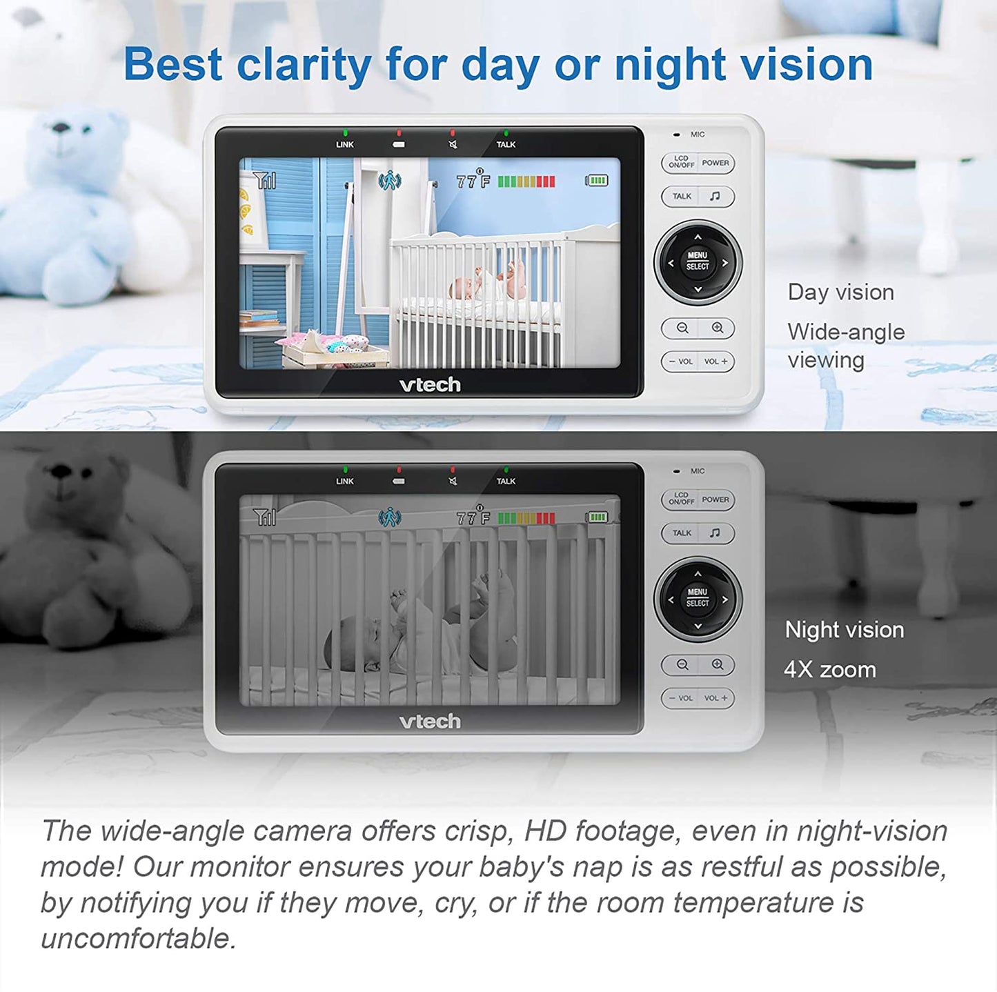 VTech VM901-1W - Monitor de bebê WiFi, 720p de 5 polegadas atualizado