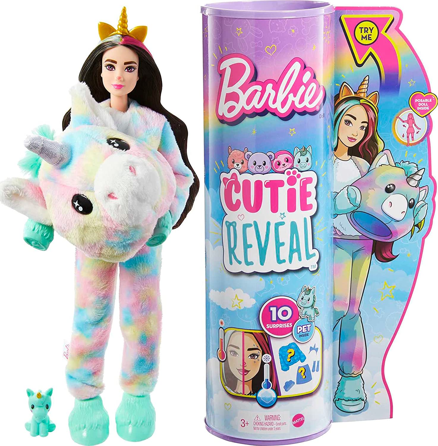 Barbie Fantasia de Unicórnio com Mini Animal de Estimação e Mudança