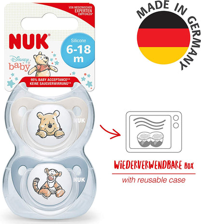 NUK - Chupetas Ursinho Pooh - Kit com 2 - (6-18 Meses) -  Azul