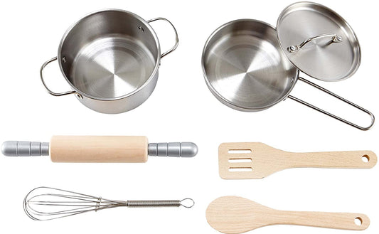 Hape - Conjunto de cozinha do Chef - Panelas, frigideiras e utensílios seguros para crianças