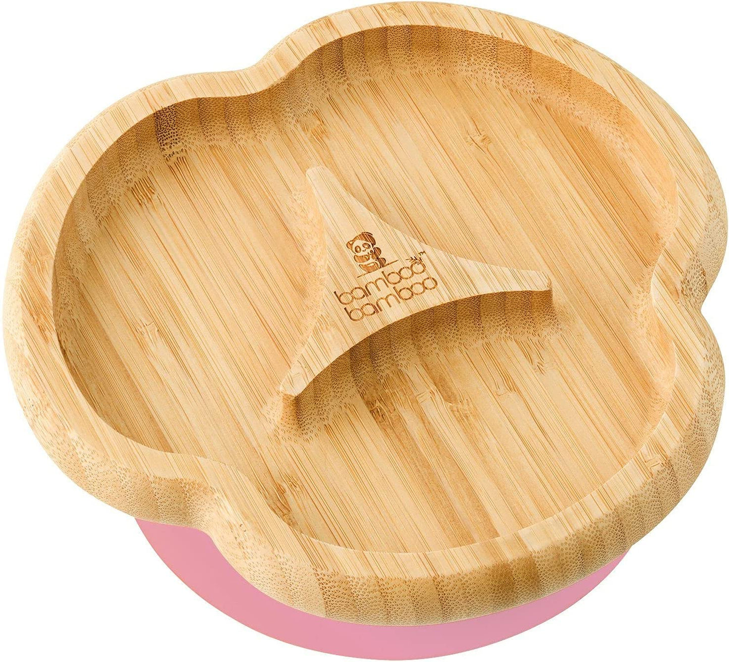 bamboo bamboo Placa de Bambu para Bebês – Crianças e Crianças com Ventosa para Bebês | Não Tóxico | Legal ao toque | Ideal para Baby-Led Weaning (Divisor, Rosa)
