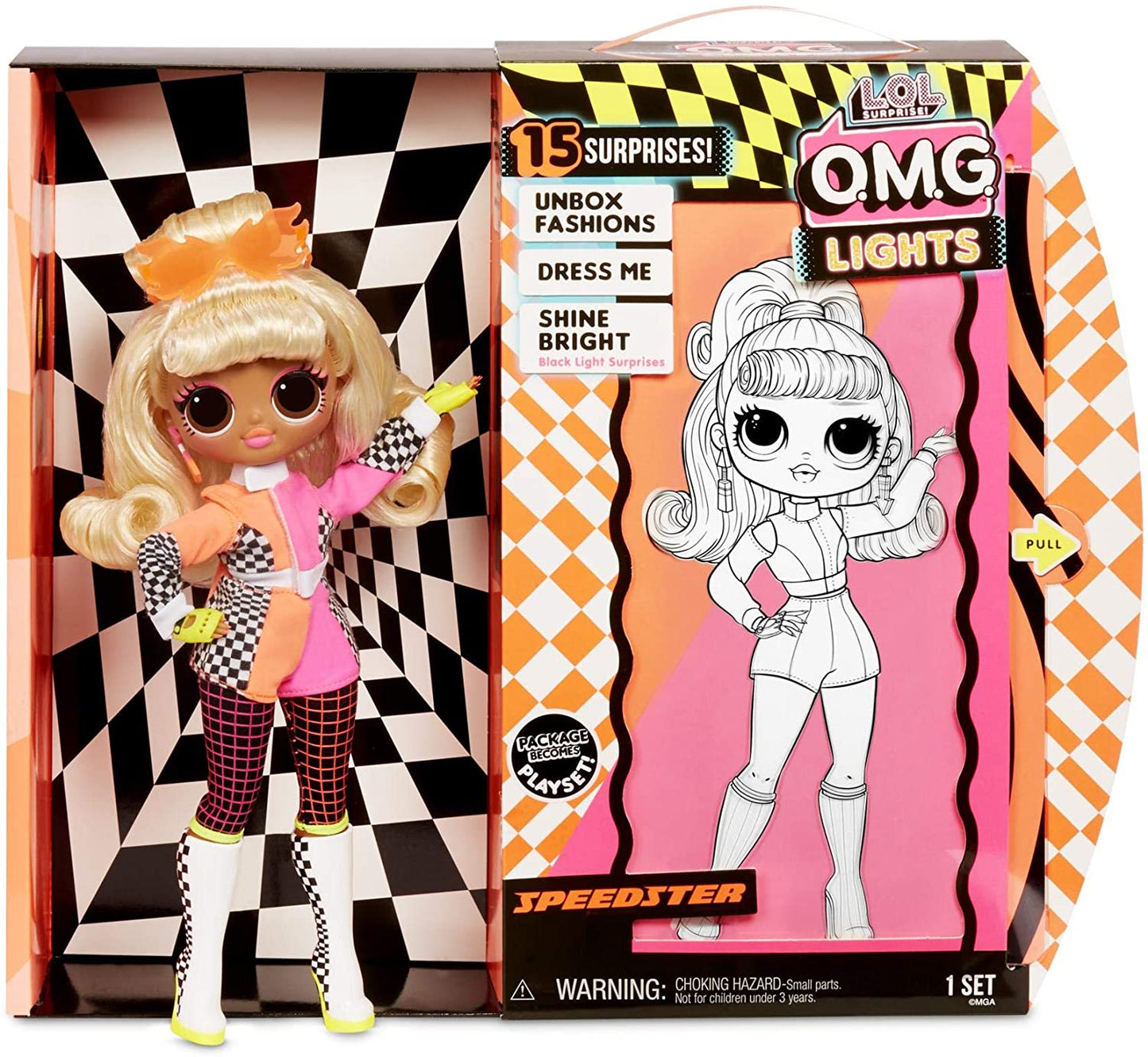 L.O.L. Surprise! O.M.G. Lights Speedster Fashion Doll with 15 Surprises