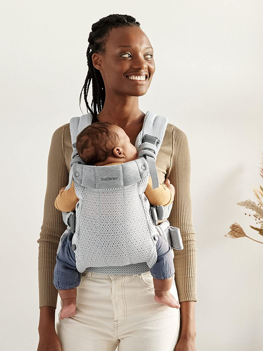 BabyBjörn Harmony, Mochila Porta Bebé Canguro, Malla 3D, Plata