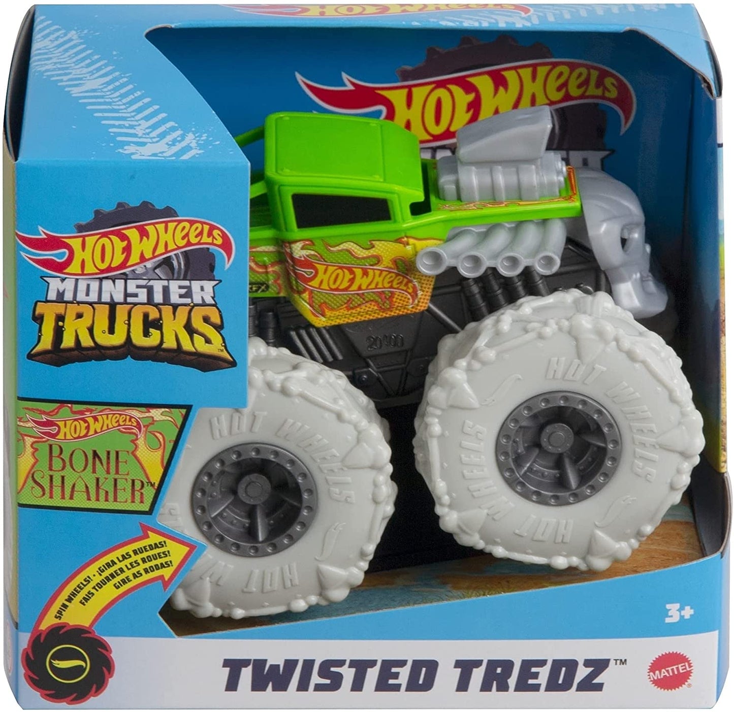 Hot Wheels - Monster Trucks Twisted Tredz Vehicles,Bone Shaker