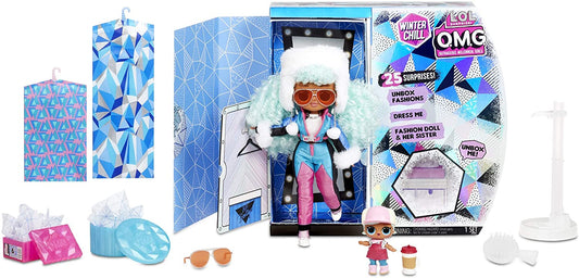 L.O.L. Surprise! O.M.G. Winter Chill ICY Gurl Fashion Doll & Brrr B.B. Doll with 25 Surprises