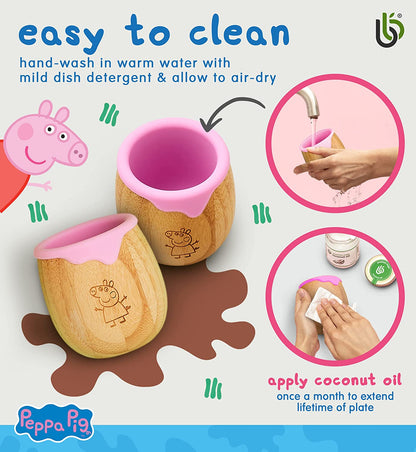 Peppa Pig X bamboo bamboo ® Crianças e Bebês Ventosa Prato de Bambu para Bebês | Não Tóxico | Legal ao toque | Ideal para Baby-Led Weaning (Peppa Cup)