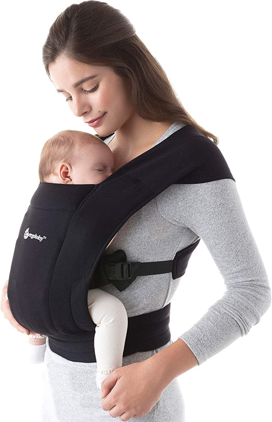 Ergobaby Hug Mochila portabebés para recién nacido desde el nacimiento con reposacabezas, extra suave y ergonómica, negro puro 