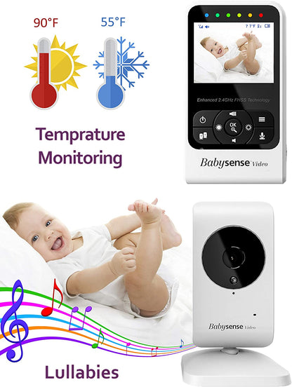 Babysense V24R2 Babá Eletrônica para bebês com câmera e áudio, tela de 2,4 ", com duas câmeras