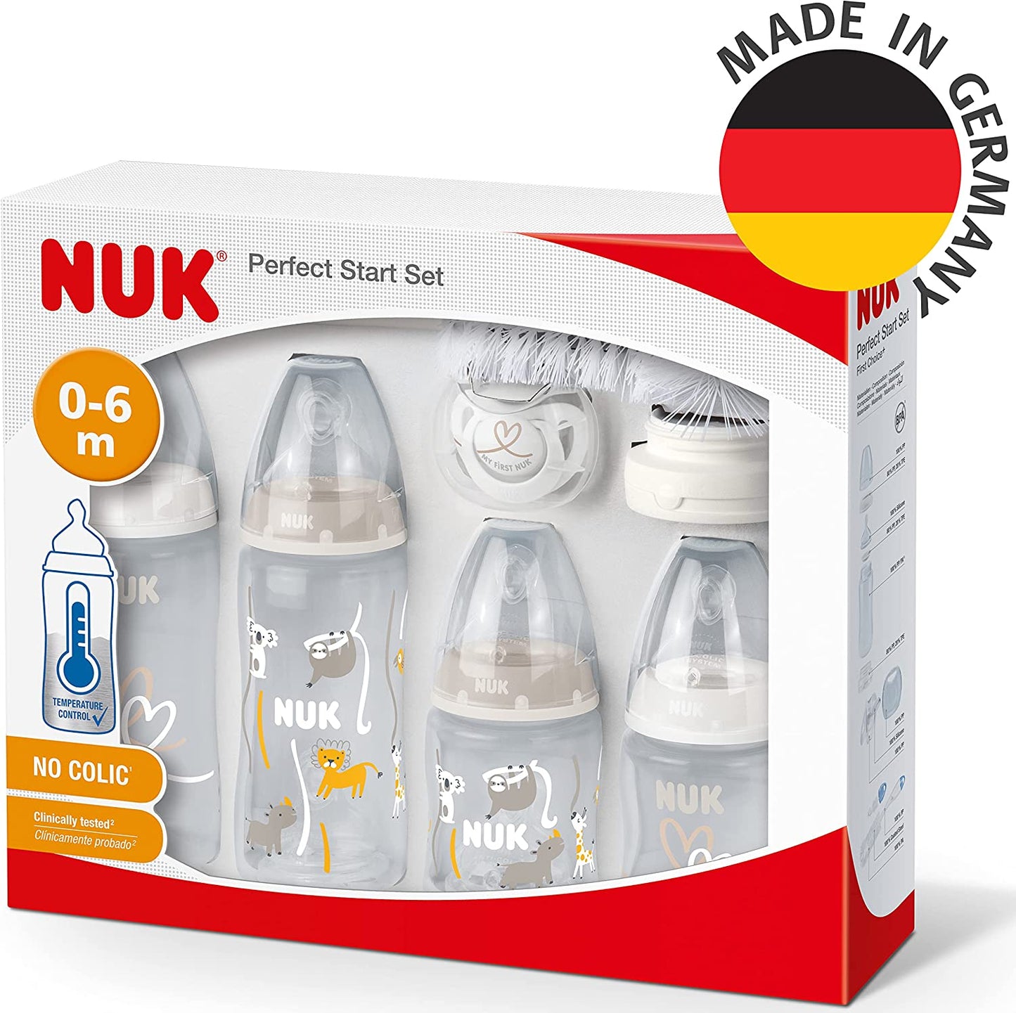 NUK Kit de Mamadeiras Perfect Start First Choice+ - Kit com 9 peças - (0-6 meses)