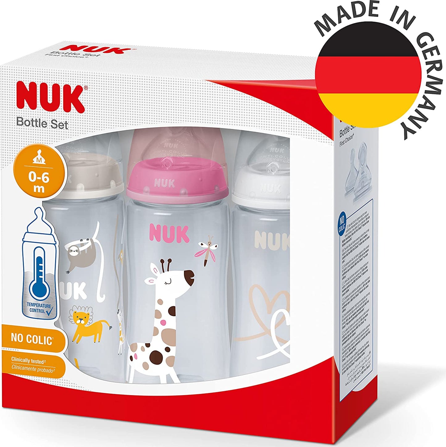 NUK First Choice+ Baby Kit de Mamadeiras Anti-Cólica com Controle de Temperatura 0-6 meses 3x 300ml