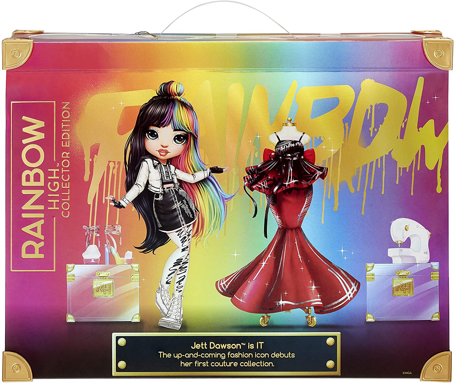 Rainbow High 576761EUC - Boneca da moda JETT Dawson com cabelo multico