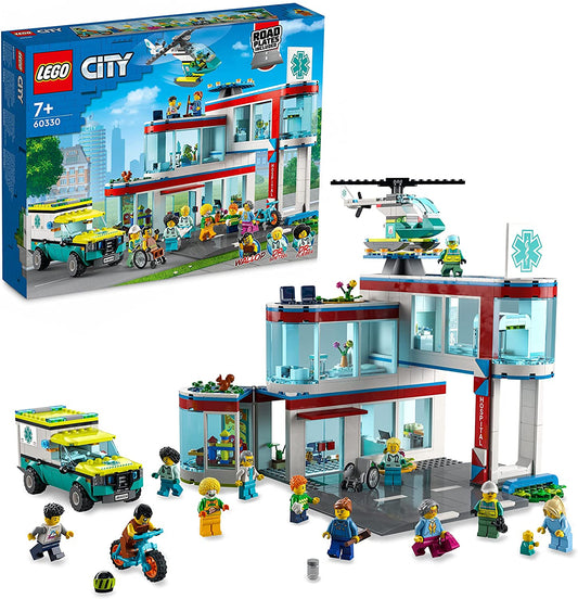 LEGO 60330 City Set de construcción de hospital con ambulancia