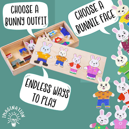 Jaques of London - Quebra-cabeça de madeira para a família do coelho vestir