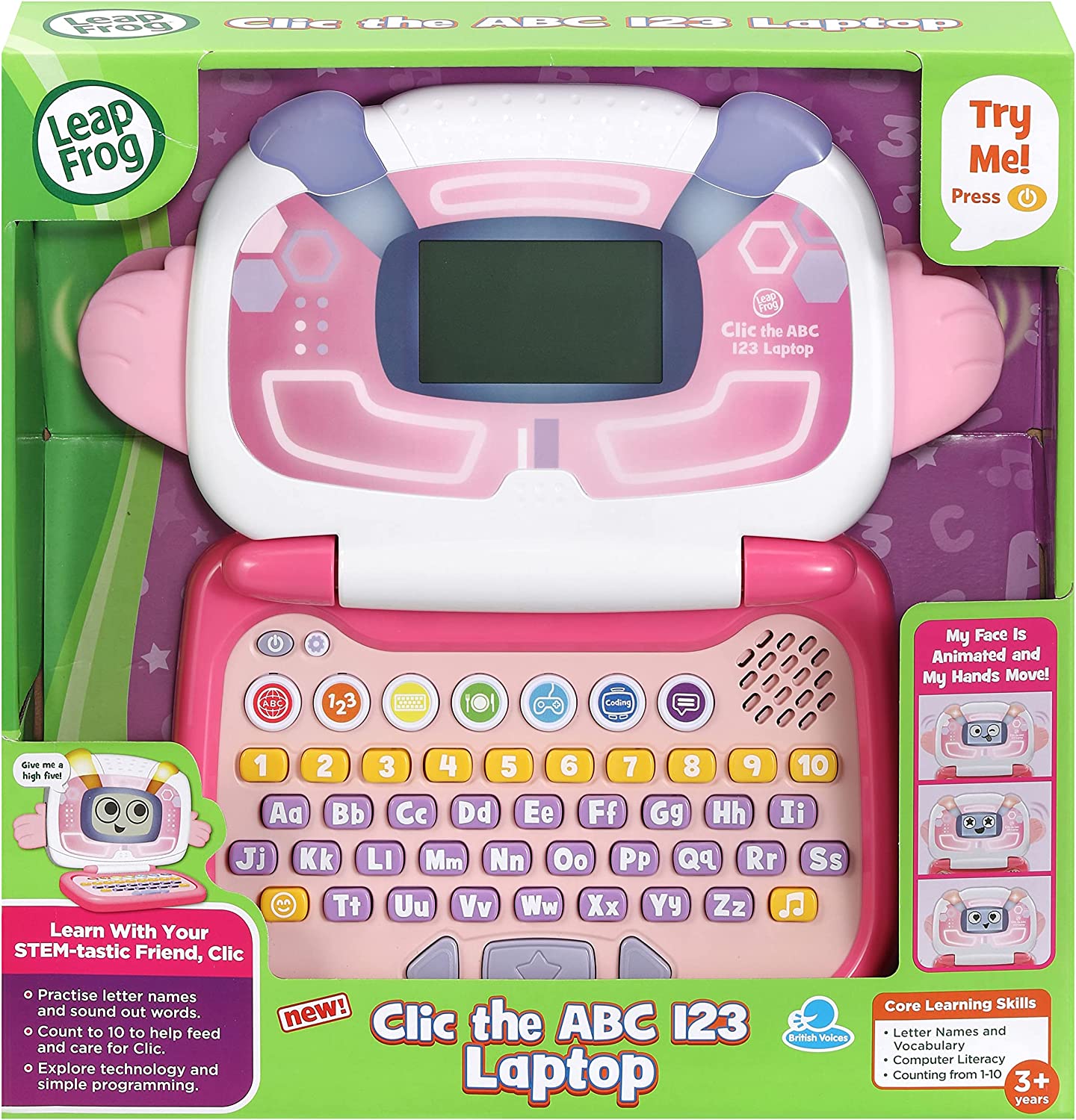 Leapfrog - Laptop ABC 123 com Letras e Números 3+ - Rosa