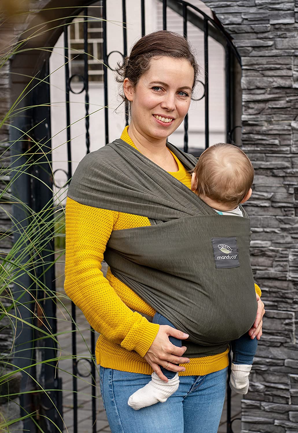manduca Sling > Olive < Elastic Baby Sling com Certificado GOTS 100% Algodão Orgânico 3 Instruções de Encadernação (Carregador de Barriga, Transportador Cruzado, Transportador de Quadril) para Recém-nascidos e Bebês desde o Nascimento