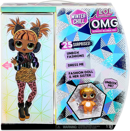 L.O.L. Surprise! O.M.G. Winter Chill Missy Meow & Baby Cat Doll with 25 Surprises