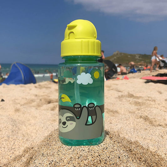 TUM TUM - Botella de agua infantil con tapa abatible y pajita Stanley el Perezoso