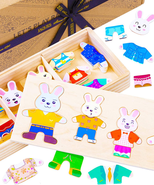 Jaques of London - Puzzle de madera para disfrazar a la familia de los conejitos