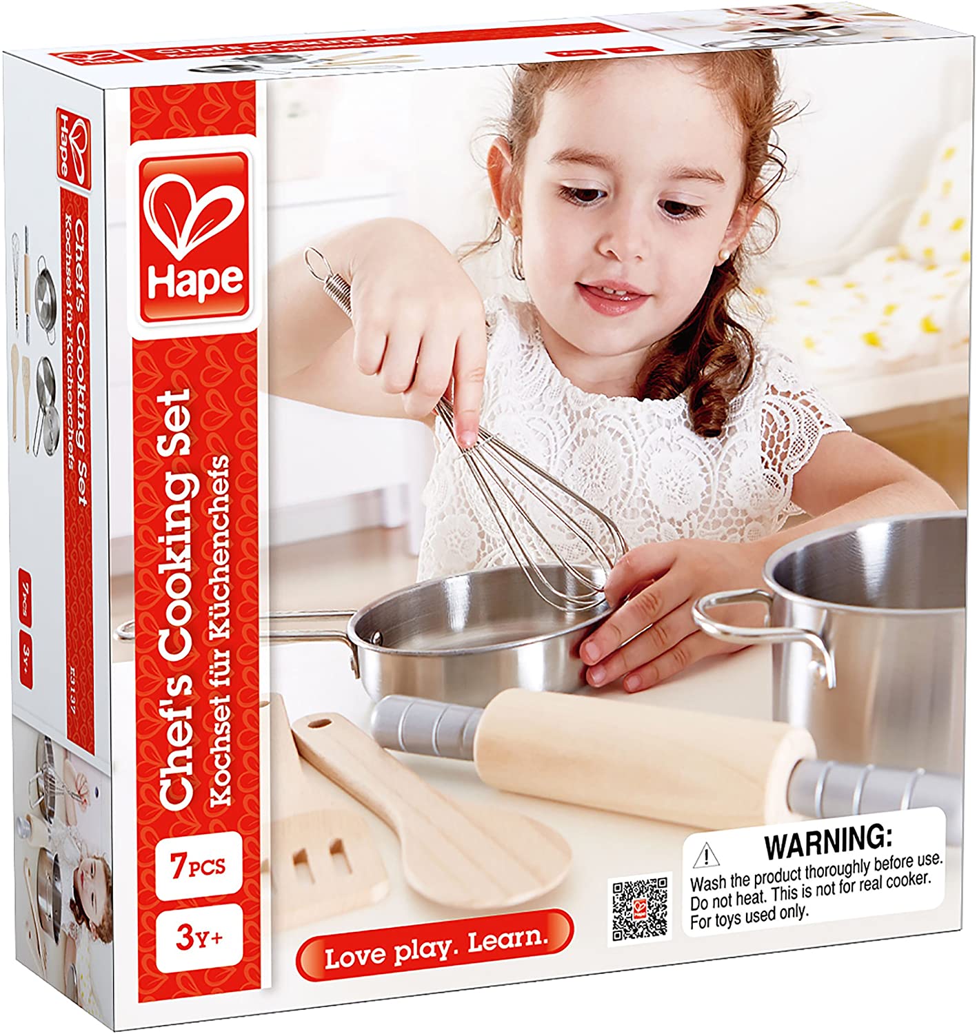 Hape - Conjunto de cozinha do Chef - Panelas, frigideiras e utensílios seguros para crianças