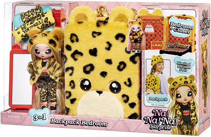 Na Na Na Surprise 575696 - Mochila 3 em 1 Quarto Playset JENNEL Bolsa fuzzy Jaguar