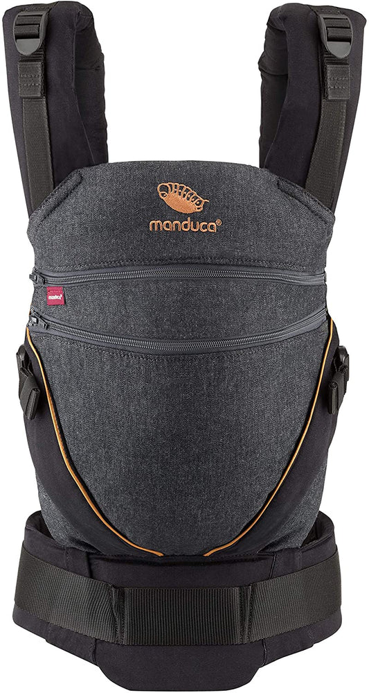 Manduca XT Mochila Porta Bebé > Todo en Uno < Mochila Porta Bebé con Asiento Ajustable, Recién Nacido a Niño Pequeño, 3 Posiciones (Frente, Cadera y Espalda), No Requiere Inserto Infantil, Algodón Orgánico (XT Cotton/denimblack-Toffee)