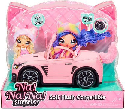 Na! Na! Na! Surprise Carro de Pelúcia Macia Conversível Veículo Rosa com Tema de Gatinho