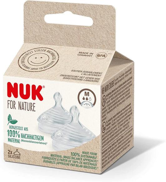 NUK para Nature de reposição mamadeiras| Médio | 6-18 Meses | Silicone sustentável semelhante a um seio com ventilação anti-cólica | Livre de BPA | 2 Contagem, Limpar