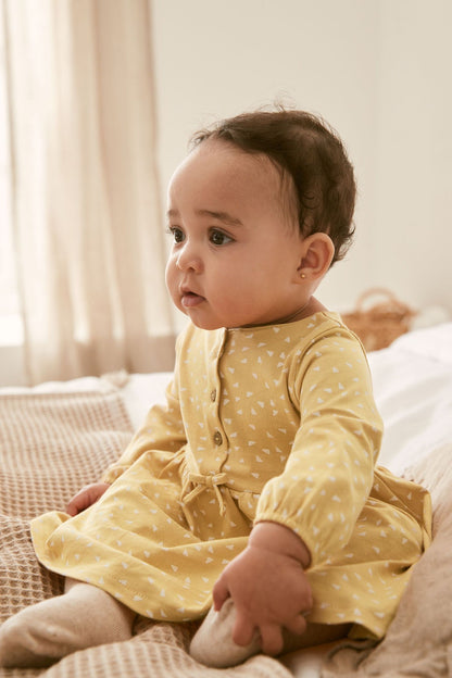 |Niña| Vestido Jersey - Amarillo Ocre - (0 meses-2 años)