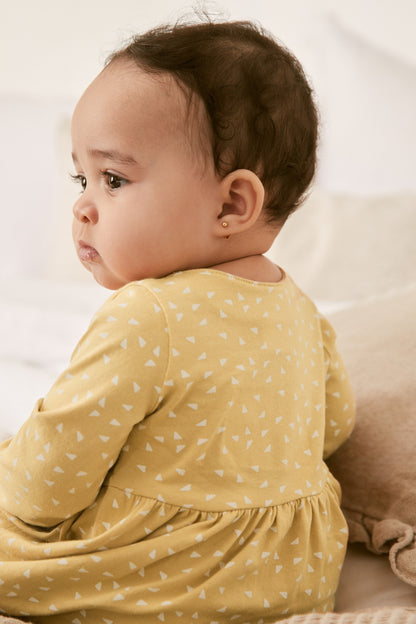 |Niña| Vestido Jersey - Amarillo Ocre - (0 meses-2 años)