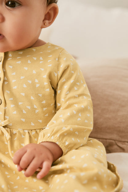 |Niña| Vestido Jersey - Amarillo Ocre - (0 meses-2 años)