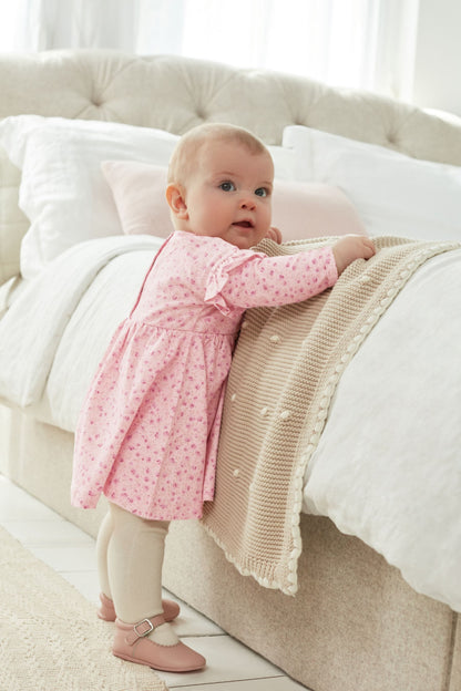 |Niña| Conjunto de Vestidos con Mangas - Rosa Floral - (0meses-2años)