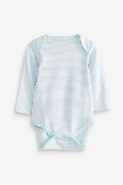 |BabyBoy| Conjunto de Bodys com Manga Comprida - Kit 4 peças / Azul/Branco  - (0 meses-3anos)