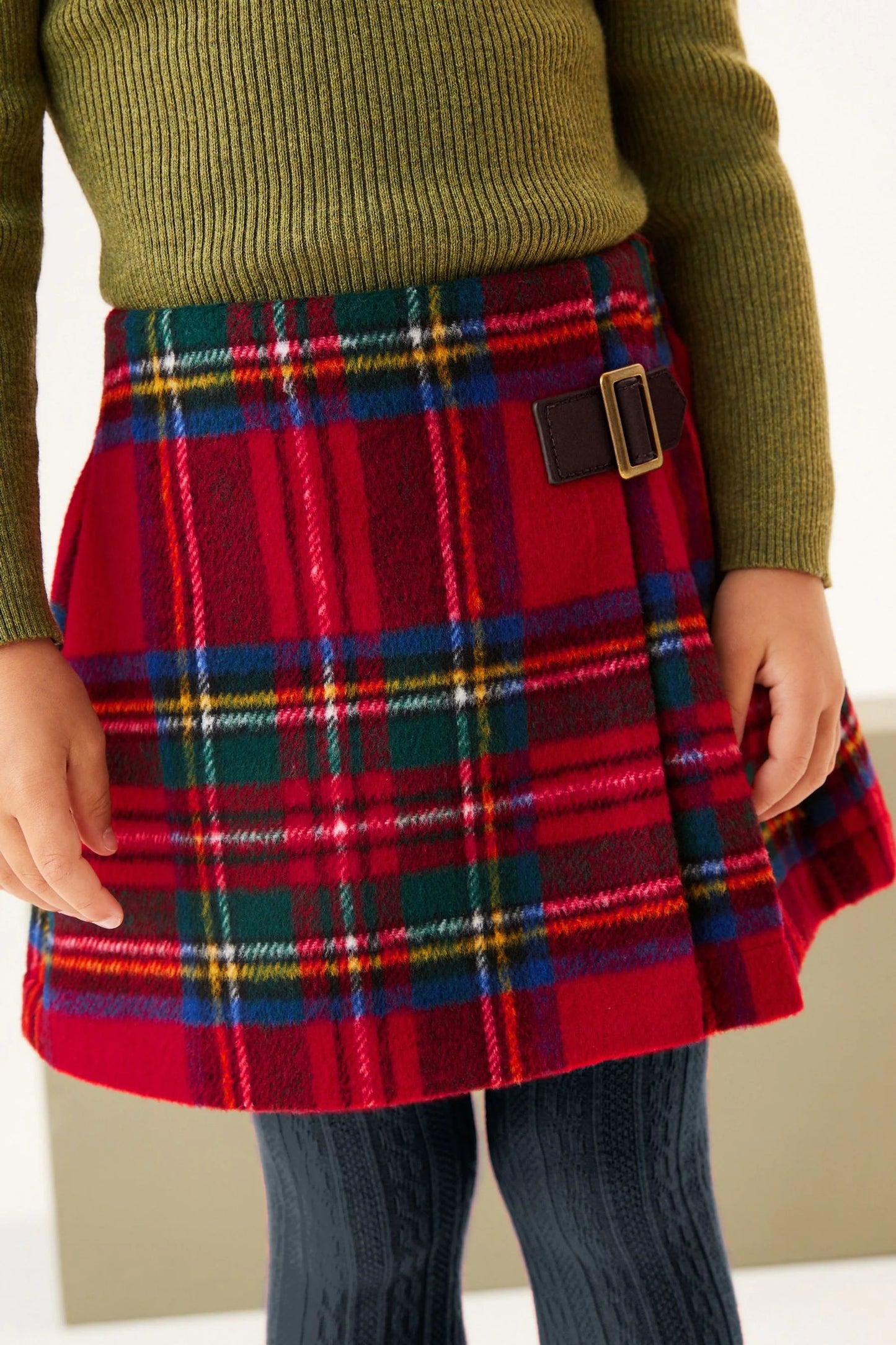 |Niña| Conjunto de falda y calcetines de cuadros - Rojo (3 meses-10 años)