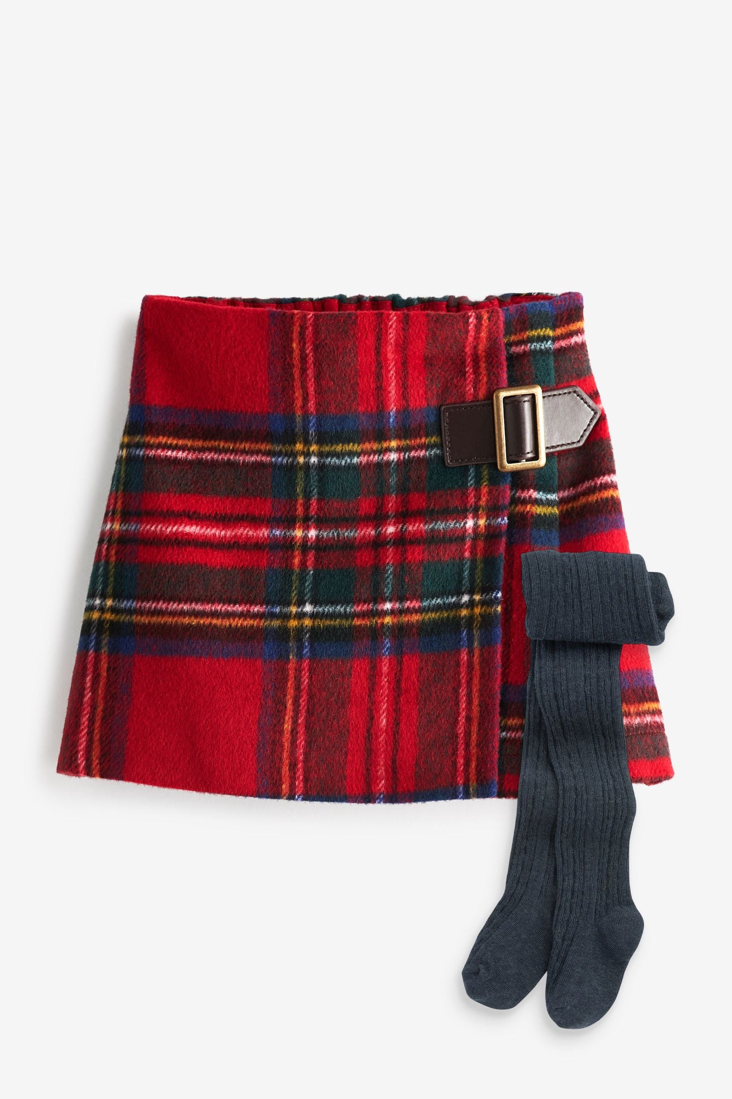 |Niña| Conjunto de falda y calcetines de cuadros - Rojo (3 meses-10 años)