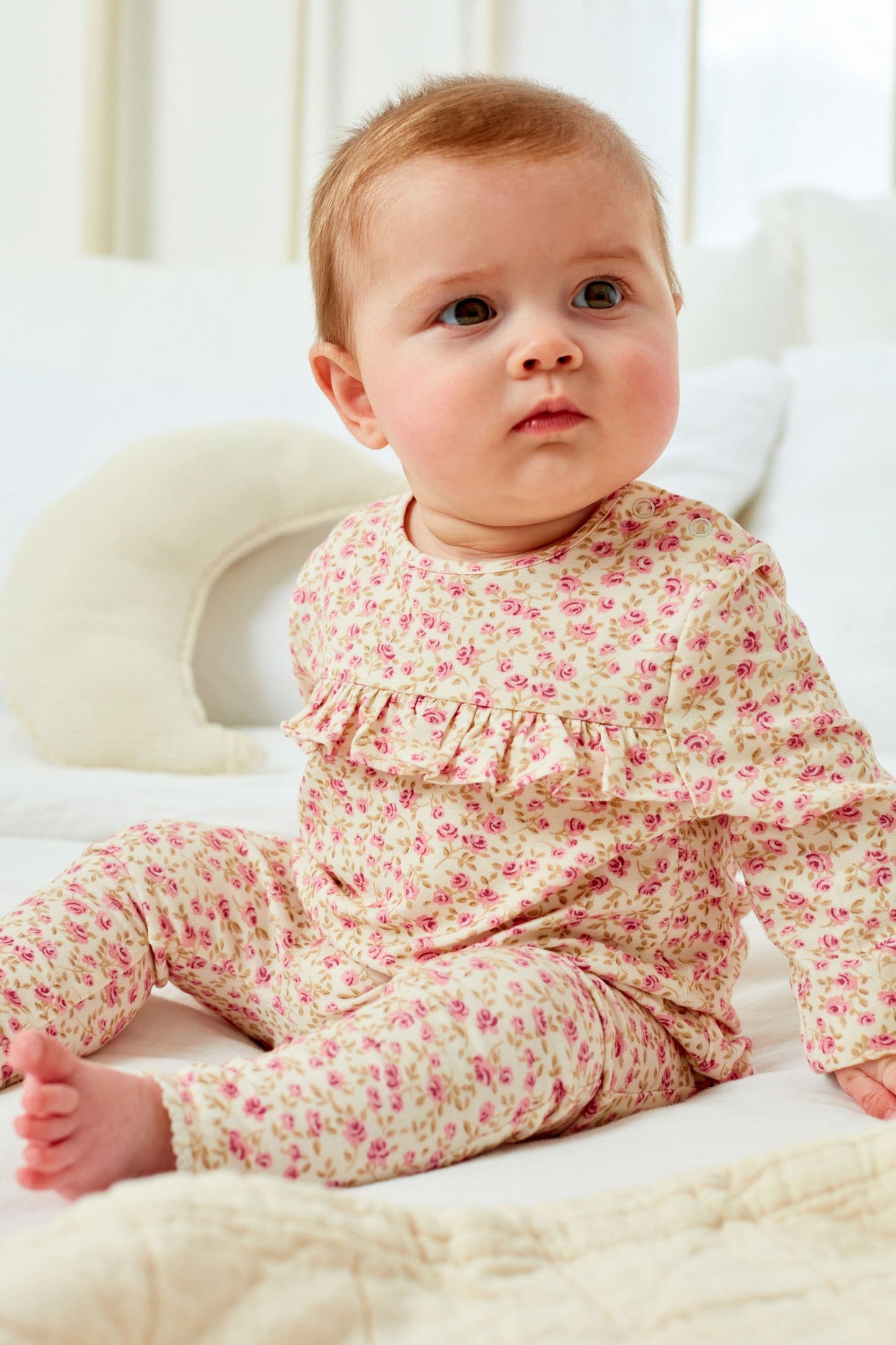 |Niña| Conjunto de camiseta de manga larga - Kit de 3 piezas - Rosa conejito/Floral - (0 meses-2 años)