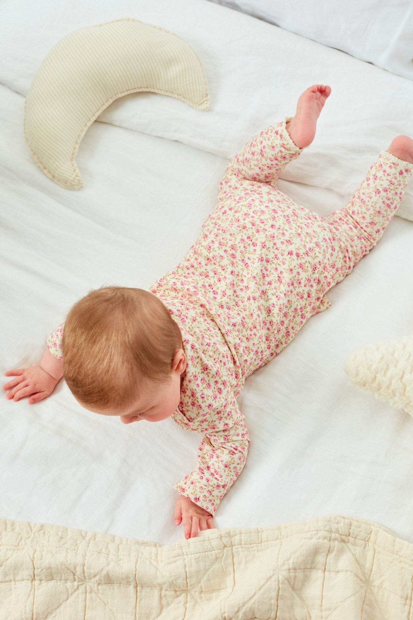 |Niña| Conjunto de camiseta de manga larga - Kit de 3 piezas - Rosa conejito/Floral - (0 meses-2 años)