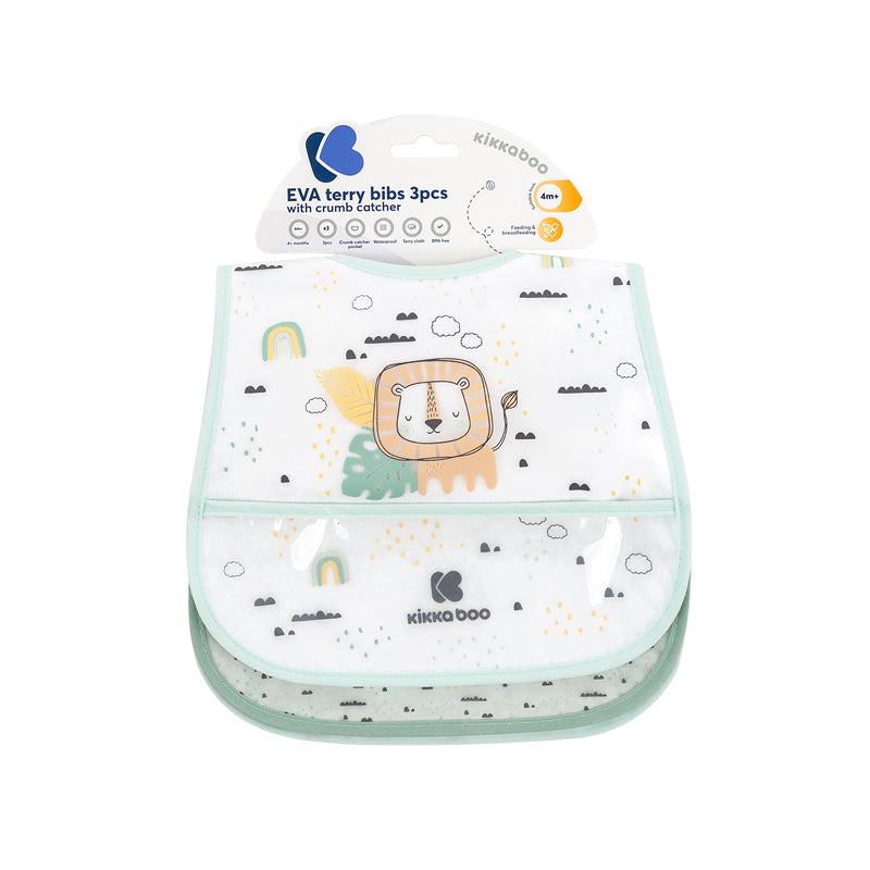 Kikka Boo Eva Terry Babador com Catcher Savanna Mint 3Pk