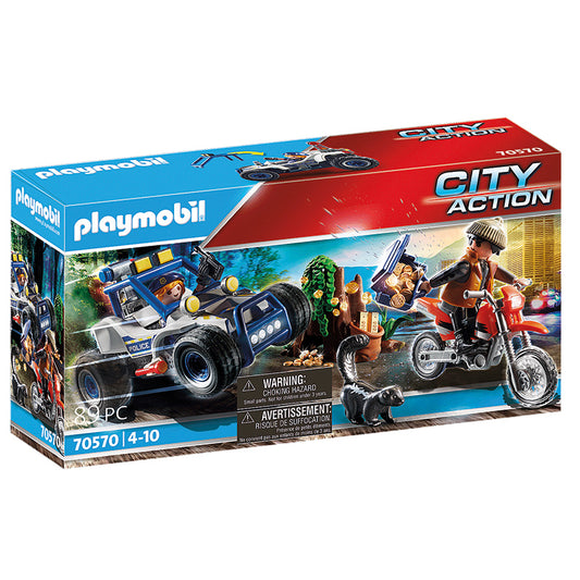 Playmobil - Carro off-road da polícia em ação na cidade com ladrão de joias
