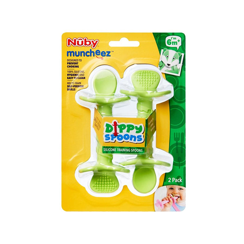 Nuby - Colheres Dippy  azul/verde - kit com 4