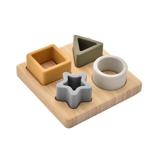 Bambino - Puzzle de Estrellas de Silicona y Bambú para Bebé