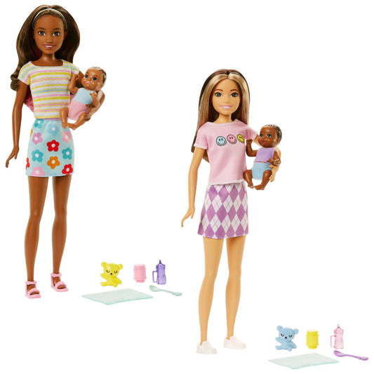 Boneca Barbie Skipper Morena Baby Sitters Aniversario