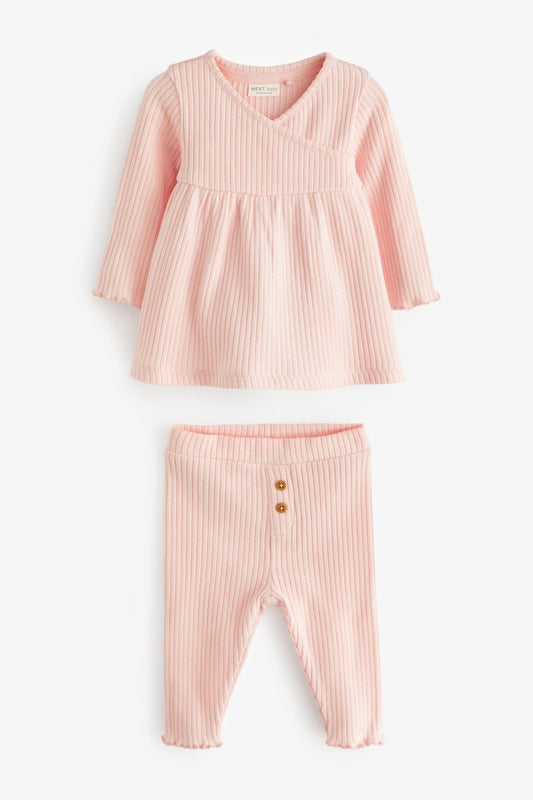 |Niña| Conjunto de blusa y pantalón de malla - Rosa - (0 meses-2 años)