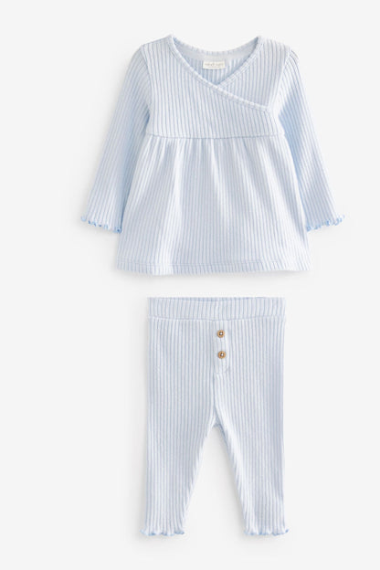 |BabyGirl| Conjunto de Blusa e Calça Malha - Azul - (0meses-2anos)