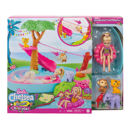 Conjunto de jogos surpresa de aniversário da Barbie Chelsea Jungle River